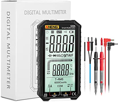 Digital Multimeter Tester, Multi Meter Tester with 4.7 Inch Large Screen, Auto-Ranging TRMS 6000 Counts Fast Measures, Voltmeter Voltage Current Capacitance Diodes Resistance Continuity Temp Meter