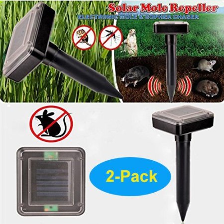 Makergroup Solar Mole&Gopher Repeller Chaser Outdoor Unltrasonic Pest Repeller for Moles, Voles, Rates,Snakes,Pests and Rodents Repeller(2-Pack)