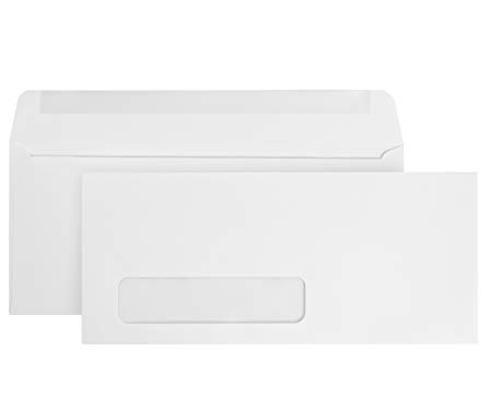500 #10 Single Window Envelopes-Thick Gummed Seal-Designed for secure mailing of Quickbooks checks, invoices, business statements, personal letters - 4 1/8 x 9 1/2