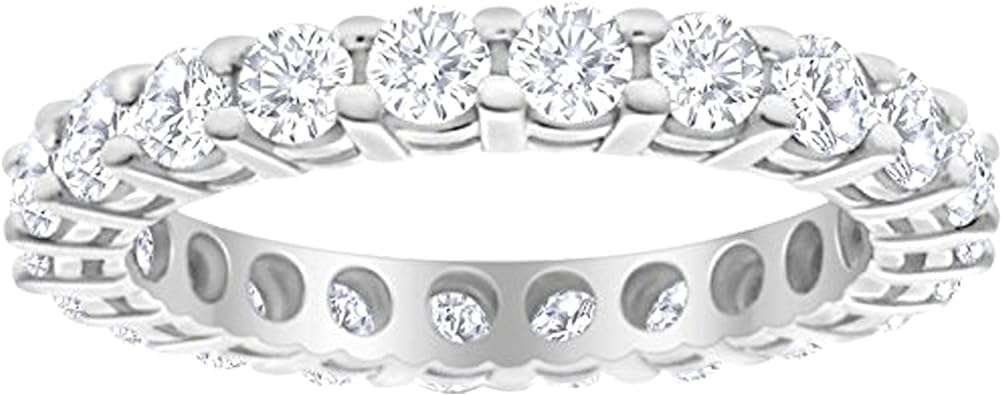 1 Carat (ctw) 14K White Gold Round LAB GROWN Diamond Ladies Eternity Wedding Anniversary Stackable Ring Band Ultra Premium Collection (E-F Color VS2-SI1 Clarity)