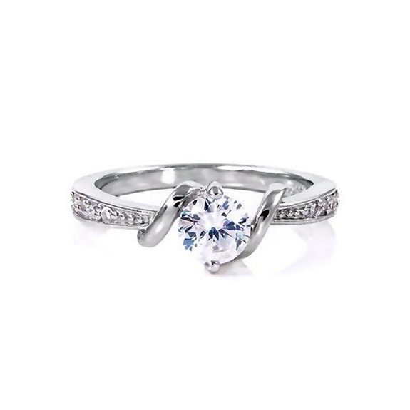 Entwined Love 071ct Brilliant-cut Ice on Fire CZ Promise Engagement Ring 925 Silver 3066