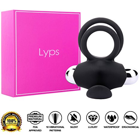 Vibrating Cock Ring 10 Vibration- Settings ¨C Stimulate Penis, Vagina & Clit - Sex Toy Suitable for Men And Couples - Waterproof & Discreetly Packaged Adult Toy, Back, Lyps Eros