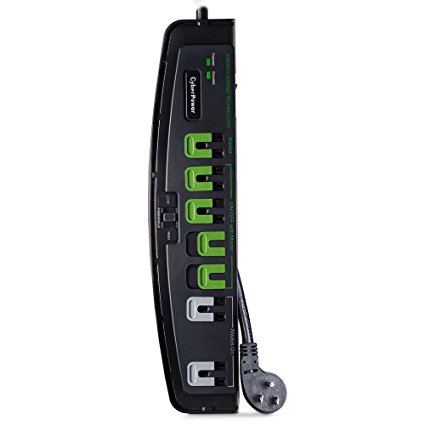 CyberPower P705G Energy-Saving Surge Protector Power Strip, 2100 Joules, 7 Outlets, 5ft Cord