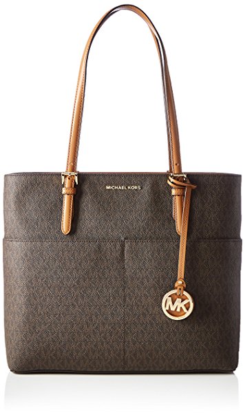 Michael Kors Women's Large Bedford Pocket Signature Tote Leather Shoulder Bag