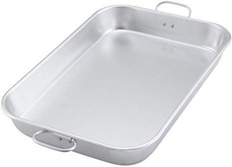 Winco ALBP-1218, 17-3/4"L x 11-1/2"W x 2-1/4"H Aluminum Bake And Roasting Pan With Drop Handle, Commercial Grade Roasting Baking Pan