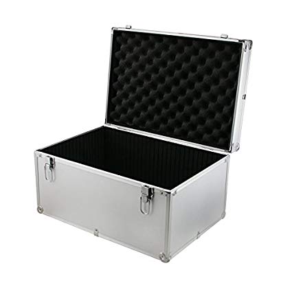 SRA Cases EN-AC-FG-C408 Aluminum Hard Case Silver DJ Tool Box with Internal Divider, 17.7 x 12.2 x 9.7 Inches