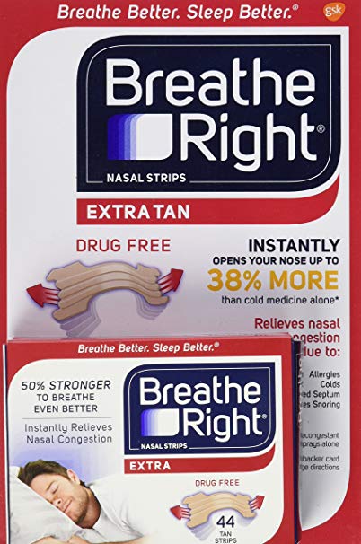 Breathe Right Nasal Strips, Tan, 44 Strips