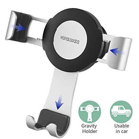 Phone Holder for Car,Wofalodata Cell Phone Air Vent Mount with One-Handed Performance Compatible for iPhone X/8/ 8 Plus/7/7 Plus/6/6S, Samsung Galaxy S8/S7/S6, Nexus, HUAWEI and others (Silver)