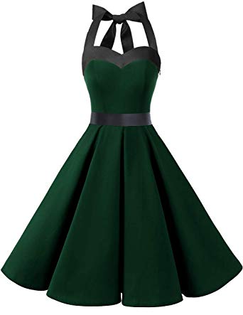 DRESSTELLS 50s Retro Halter Rockabilly Bridesmaid Audrey Dress Cocktail Dress