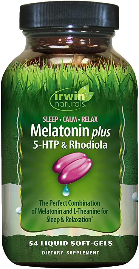 Irwin Naturals Melatonin Plus 5-HTP & Rhodiola - 54 Liquid Soft-Gels - with L-Theanine, Lemon Balm & Ashwagandha