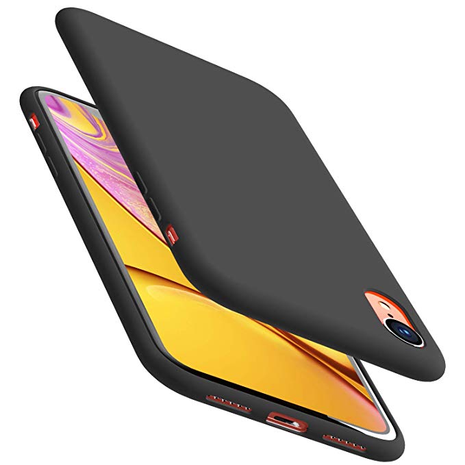 TOZO for iPhone XR Case 6.1 Inch (2018) Liquid Silicone Gel Rubber Shockproof Shell Ultra-Thin [Slim Fit] Soft 4 Side Full Protection Cover - [Black]