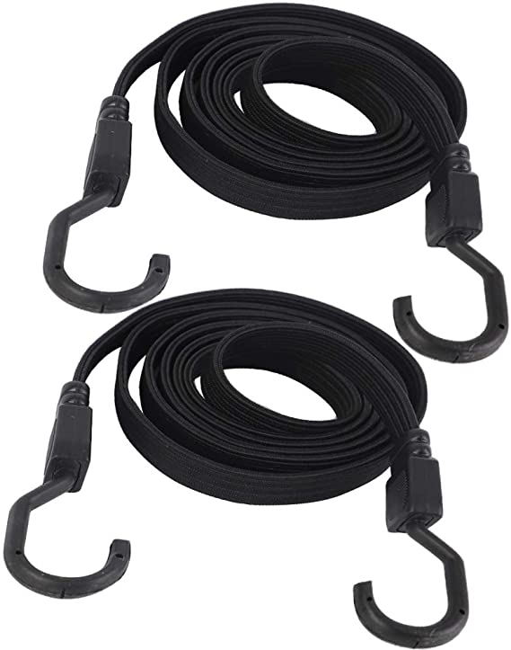 XSTRAP 2PK 77 Inch Flat Bungee Cord Straps for Hand Truck (Black)