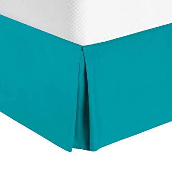 Nestl Bedding Pleated Bed Skirt - Luxury Microfiber Dust Ruffle, 14” Tailored Drop, Full, Teal