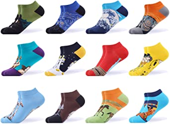 WeciBor Men's Dress Cool Colorful Fancy Novelty Funny Casual Combed Cotton Ankle Socks Pack