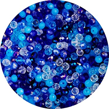 Crystal Glass Beads 6mm 500pcs Briollete Rondelle Faceted Spacer Bead Sparkle AB Loose Beading Charms DIY for Bracelet Earring Necklace Jewelry Making Craft Art Decoration (Blue Mixed, 4x6mm)