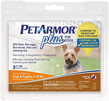 PETARMOR Plus Flea & Tick for Dogs - 4-22 lbs - 3 ct