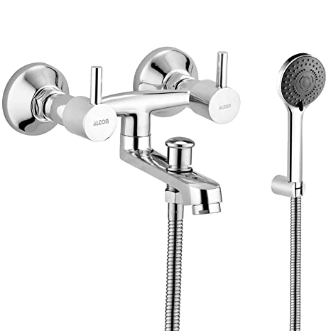 ALTON GRCL3935 Brass, Wall Mixer With 3-Function Hand Shower & 1.5 Meter Tube, Chrome Finish