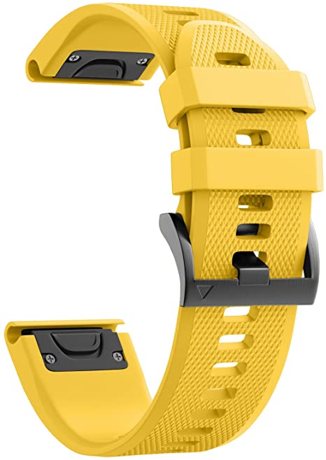 ANCOOL Garmin Fenix 5X Band Easy Fit 26mm Width Soft Silicone Watch Strap for Garmin Fenix 5X/Fenix 3/Fenix 3 HR (Yellow)
