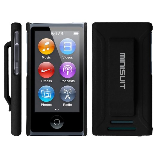 Minisuit JAZZ Slim Shell Case with Belt Clip   Screen Protector for iPod Nano 7 or 8 / 7th or 8th Gen (Rubberized Black)