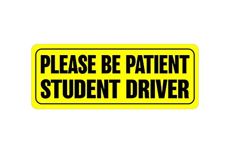 Zone Tech Effective Bumper Decal “Please Be Patient Student Driver” Car Magnet Black Block Lettering on Neon Yellow Background 3.5” X 9”- 1 Pack