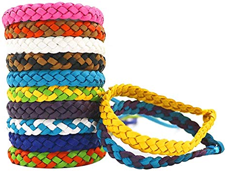 12 Pack Mosquito Bug Insect Repellent Bracelet Adjustable Waterproof Natural Wristband for Adults and Kids
