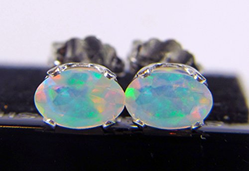AAA  grade, 6x4mm Oval cut - Natural Ethiopian Welo Opals in Sterling Silver - Available as Necklace, Earring studs, &/or necklace SET - October Birthstone