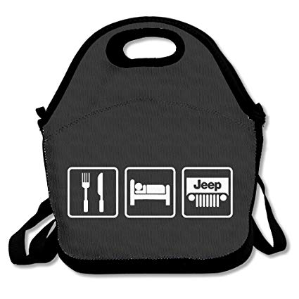 Eat Sleep Jeep Lunch Box Bag For Kids And Adult,lunch Tote Lunch Holder With Adjustable Strap For Men Women Boys Girls,This Design For Portable, Oblique Cross,double Shoulder