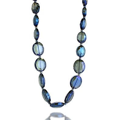 Threaded Colored Large Crystal Glass Bead Long Strand Necklace, 24-27 inches