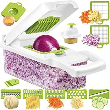 Vegetable Chopper Mandoline Slicer Dicer Onion Chopper with Large Container, 12-in-1 Pro Food Chopper Vegetable Cutter Veggie Chopper and Dicers, Vegetable Slicer and Chopper for Kitchen