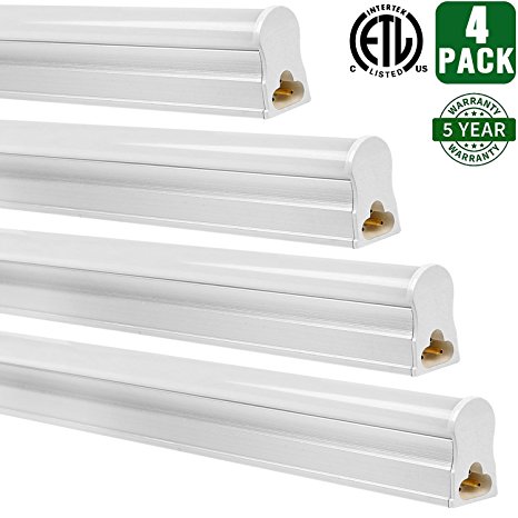 Hykolity 4ft 22W LED Flushmount Garage Shop Light Ceiling Lamp Linkable Under Cabinet Fixture 2200 Lumens 5000K Daylight White 32w Fluorescent Equivalent-Pack of 4