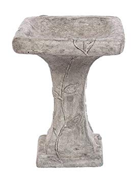 Solid Rock Stoneworks Square Ivy Birdbath 17in Tall Pre Aged Color