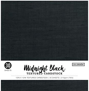 Colorbok Textured Cardstock Paper Pad, 12" x 12", Midnight Black