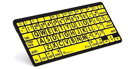LogicKeyboard XL Print - black on yellow Bluetooth Mini Keyboard Compatible with Apple iPad, iPhone, iPod,and Android - Part Number LKBU-LPBY-BTON-US