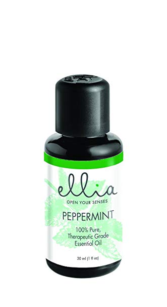 Ellia, Peppermint Aromatherapy Essential Oil, 30mL (1 fl oz) 100% Pure, Therapeutic-Grade Peppermint (Mentha piperita) Essential Oil, Cooling & Invigorating Properties, Refreshing & Minty Scent