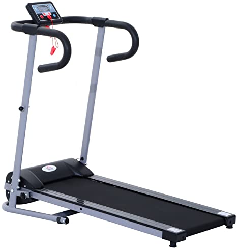 HOMCOM Cinta de Correr y Andar Plegable y Eléctrica de 500W para Fitness 1-10Km/h con Pantalla LCD y Carga Máx. 110 kg Negro y Gris