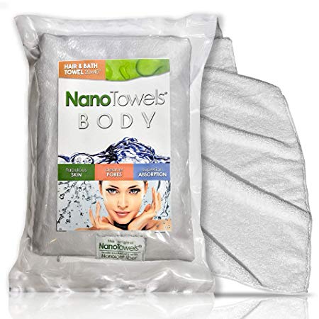 Nano Towels Hair Towel | Get No Frizz Hair With Ease. Control and Tame Curly Hair | Large & Super Absorbent Dryer Wrap (20 x 40", Grey)