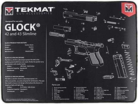 TekMat "Ultra 20 - Glock 42/43 Gun Cleaning Mat 20"", Durable, Washable, Gun Cleaning Mat, Black