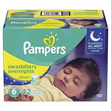 Pampers Swaddlers  Overnights Disposable Baby Diapers Size 6, 42 Count, SUPER