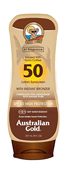 Australian Gold Sunscreen Spf50 Lotion With Bronzer 1 Unidad 240 G, Marron, Fresh, 237 Mililitro