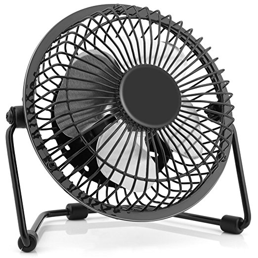 4 Inch USB Desk Personal Fan, Metal Design, Quiet Operation, Portable Mini Table Office Fan with Adjustable Direction