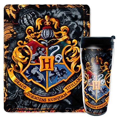 Warner Brothers Harry Potter "Potter's School" 16 oz Travel Mug & 50" x 60" Fleece Throw Blanket Gift Set