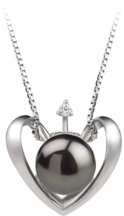 Heart 9-10mm AA Quality Freshwater 925 Sterling Silver Cultured Pearl Pendant