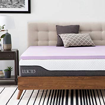 LUCID Ventilated Design 2 Inch Lavender Infused Memory Foam Mattress Topper, Queen