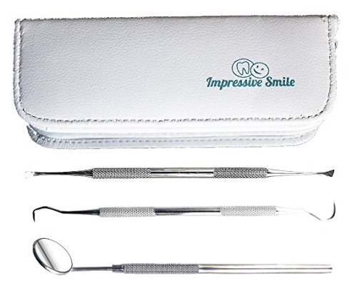 #1 Professional Dental Hygiene Kit – by Impressive Smile - Surgical Grade Tools Tarter Scraper, Dental Toothpick, Mouth Mirror - Dentist Approved