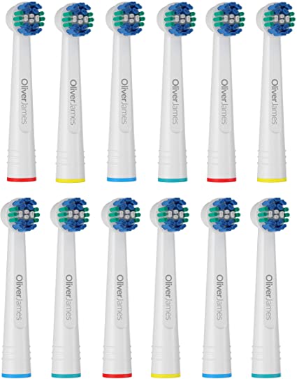 Oliver James Replacement Brush Heads Compatible with Oral B Toothbrushes - 12 Pack with Travel Caps  (Regular)