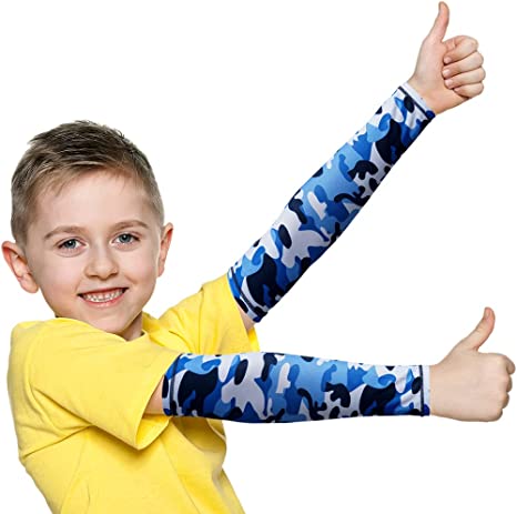 JOEYOUNG Arm Sleeves for Kids (4-9 Years) Sun Sleeves for Baseball Basketball Costume for Party UV Protection Sleeve Cooling