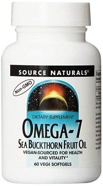 Source Naturals Omega-7 Sea Buckthorn Fruit Oil, Non-GMO Vegan-Sourced for Health and Vitality, 60 SoftGels