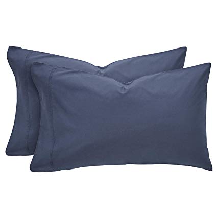 Rivet Easy Care, 100% Percale Cotton, Envelope Closure Pillowcase Set, Denim Blue, King, Set of 2