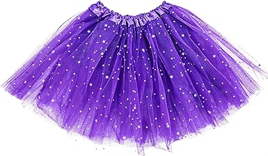 Yolev Tutu Skirts for Women Girls Adult Elastic 3 Layered Tulle Tutu Skirt with Sequin Stars Retro 80's Bubble Skirt