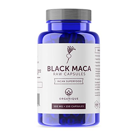Black Maca Capsules - 150ct 500mg - Certified Organic, Raw, Non-GMO, Vegan, Gluten Free, and Nutrient Rich Superfood - Enhances Energy, Stamina, and Memory